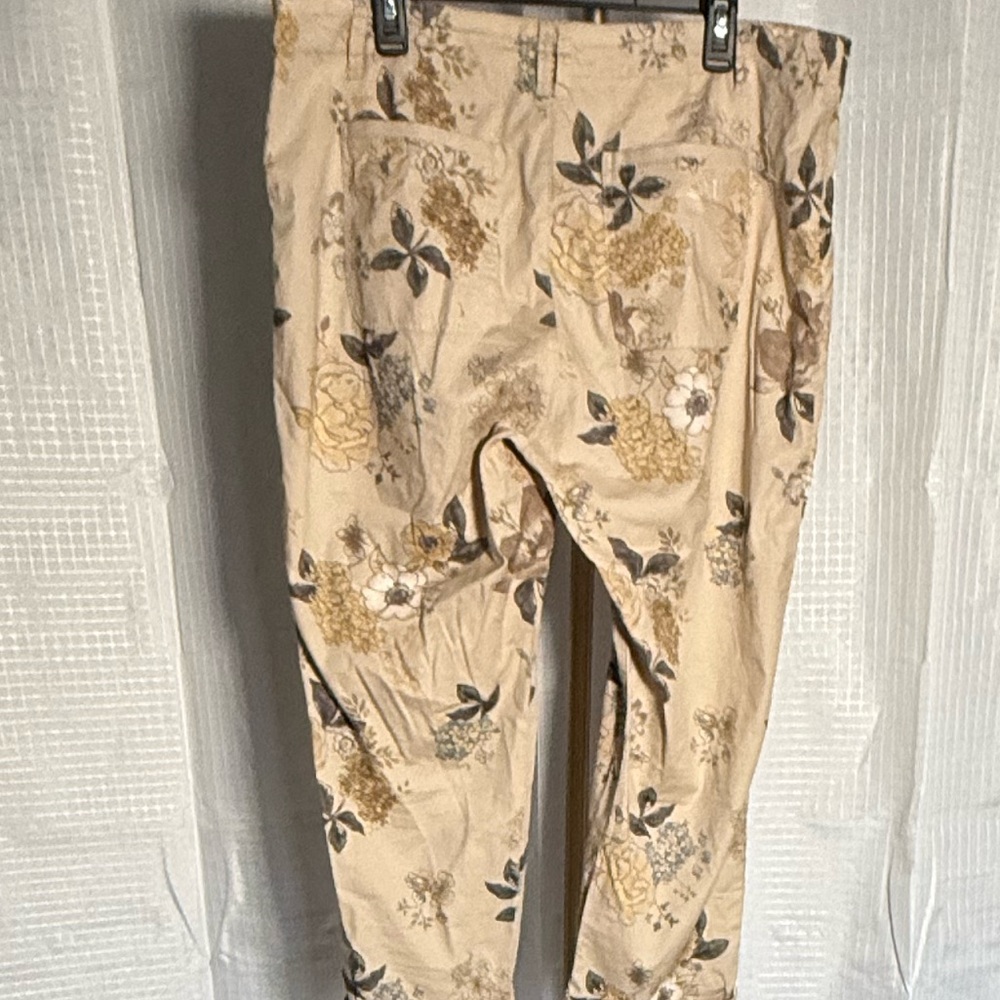 Democracy Floral Straight Leg Pants - Tan and Brown (00015)